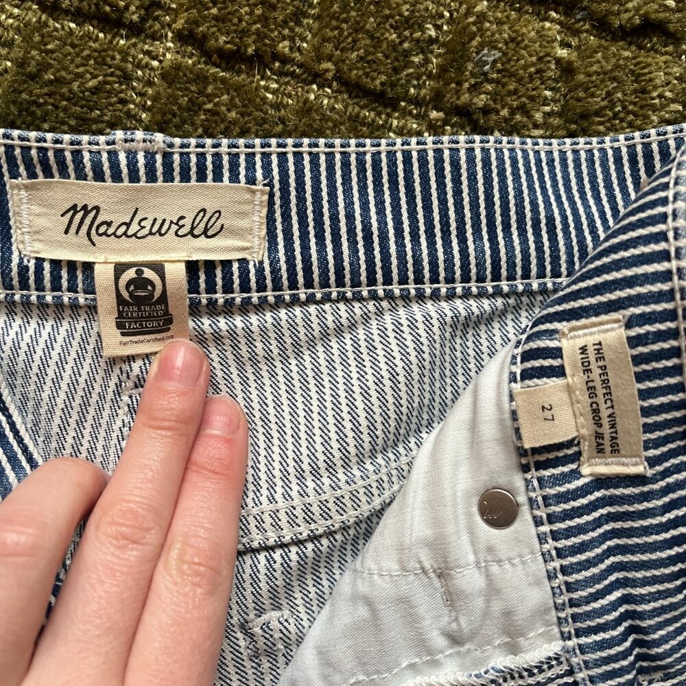 Madewell The Perfect Vintage Wide Leg Crop Jeans - Indigo Railroad- 27 - Picture 3 of 6